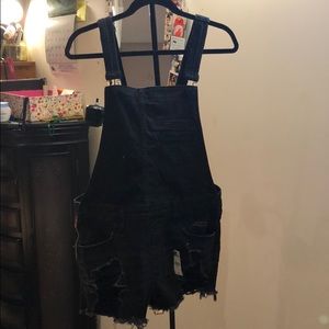 Short jean overalls